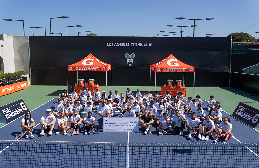 Group photo at Gatorade Equity in Sports tennis event.